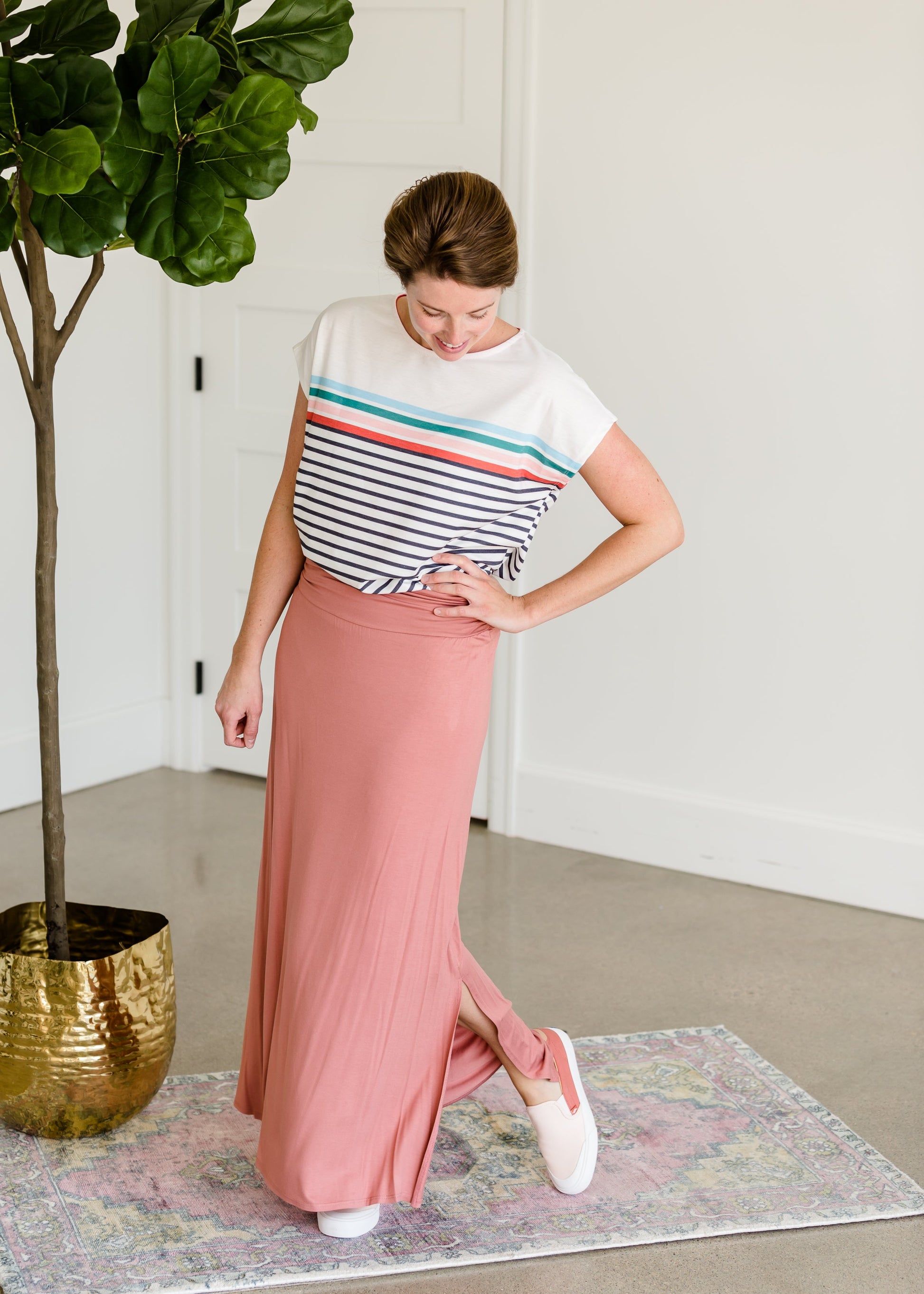 Stretchy Mauve Long Maxi Skirt - FINAL SALE Skirts