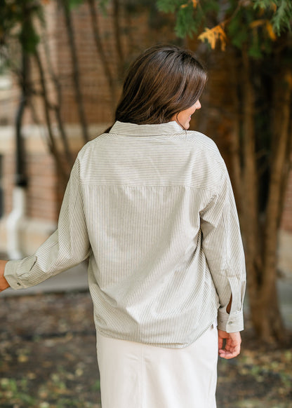 Striped Button Up Classic Top FF Tops