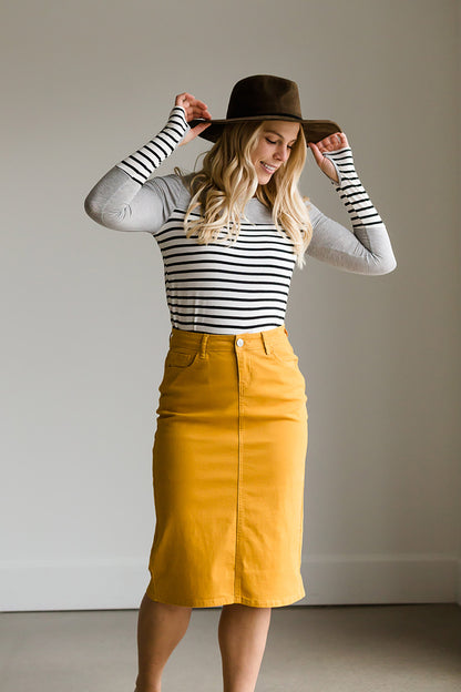 Striped Contrast Sleeve Top - FINAL SALE Tops