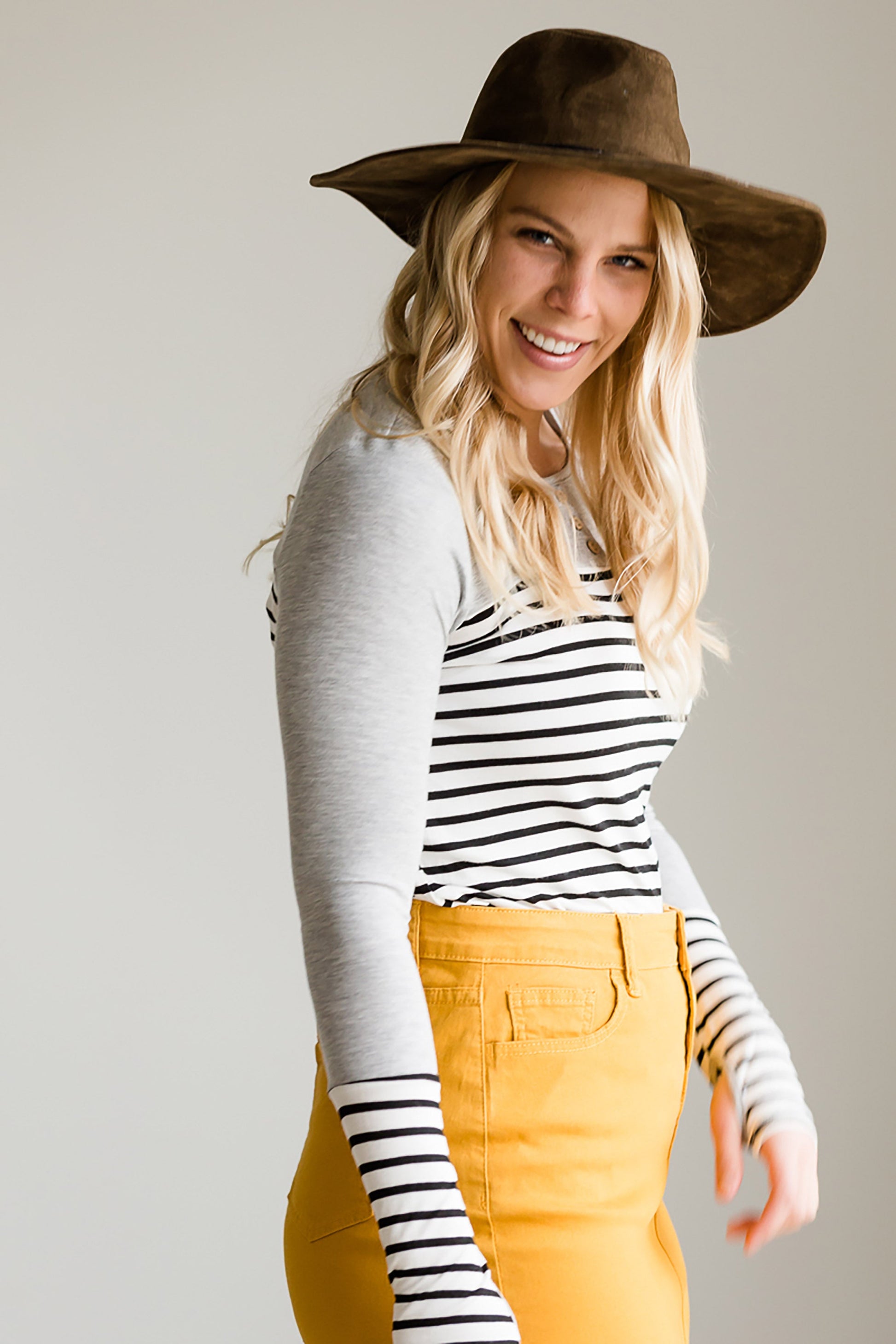 Striped Contrast Sleeve Top - FINAL SALE Tops