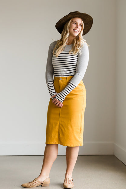 Striped Contrast Sleeve Top - FINAL SALE Tops