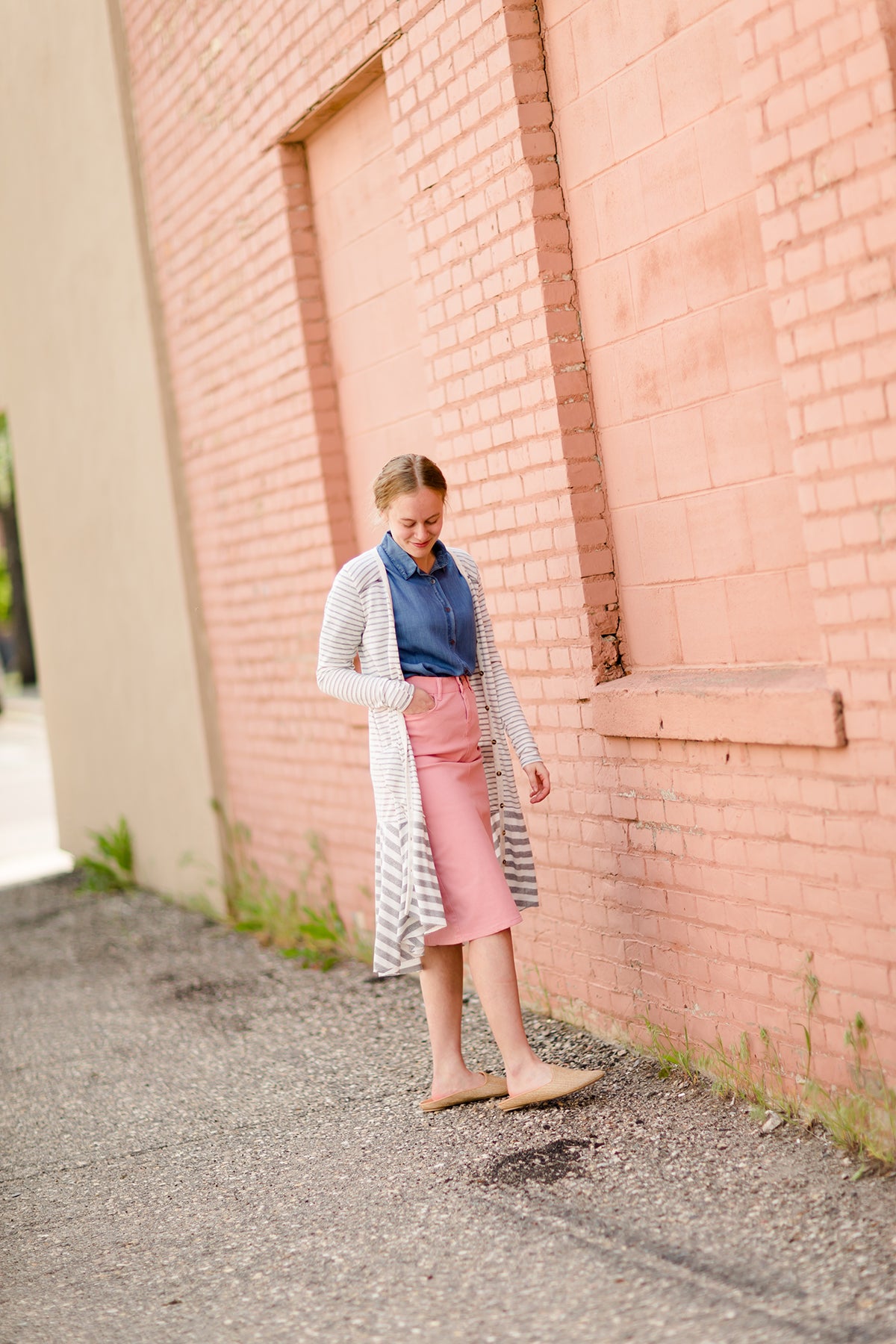 Striped Front Pocket Duster Cardigan Layering Essentials