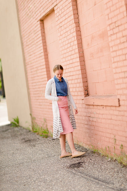 Striped Front Pocket Duster Cardigan Layering Essentials