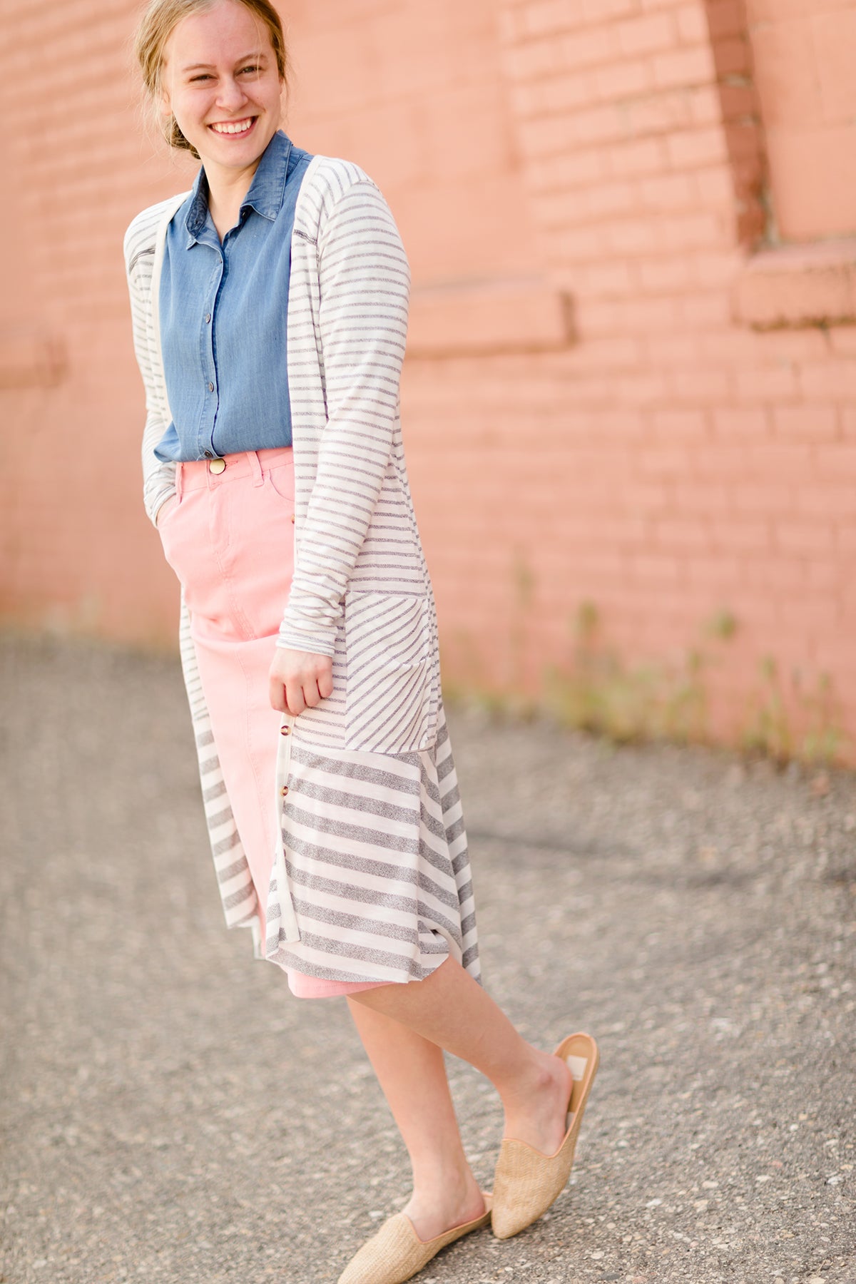 Striped Front Pocket Duster Cardigan Layering Essentials