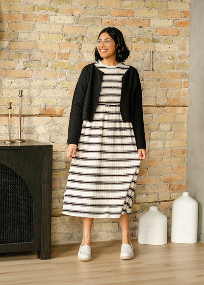 Striped Knit Crewneck Dress FF Dresses