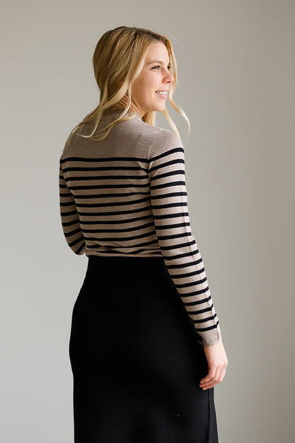 Striped Mock Turtleneck - FINAL SALE Tops