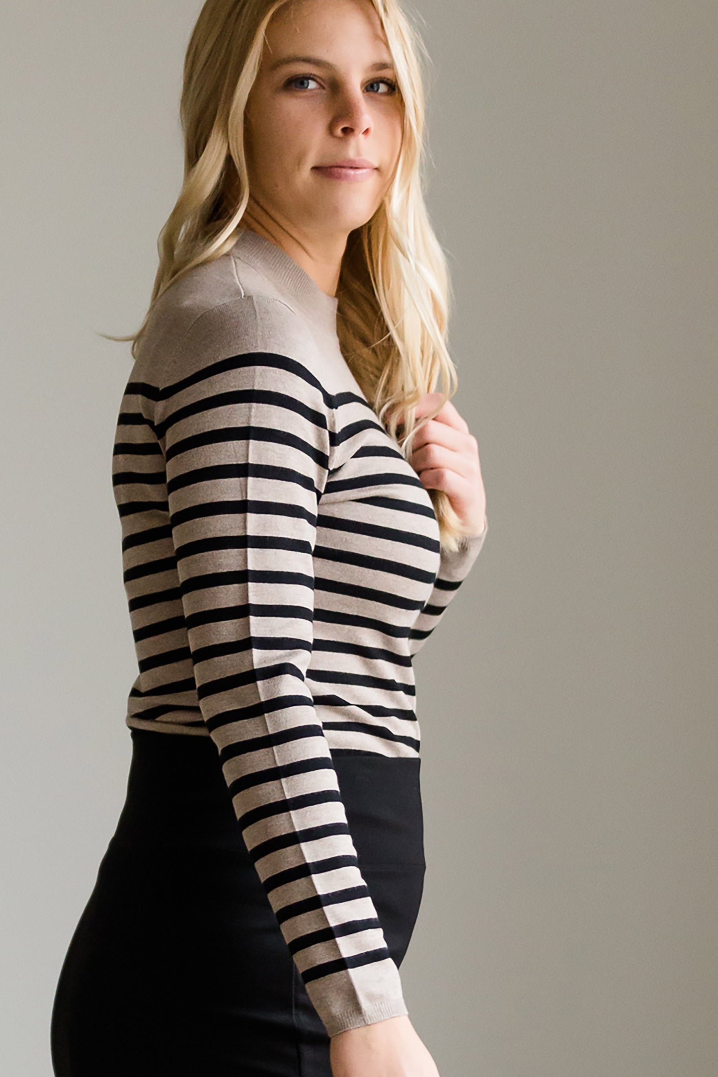 Striped Mock Turtleneck - FINAL SALE Tops