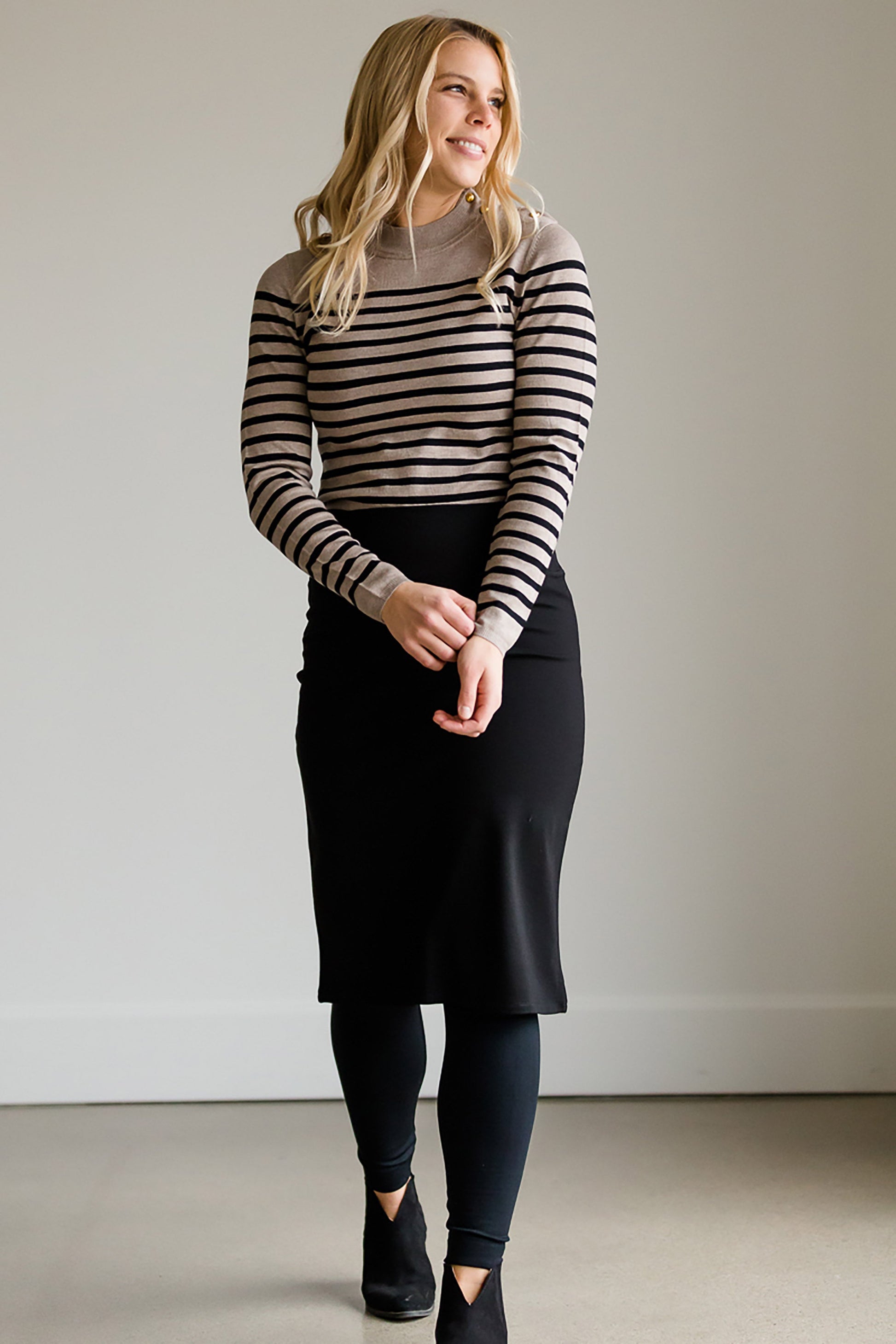 Striped Mock Turtleneck - FINAL SALE Tops