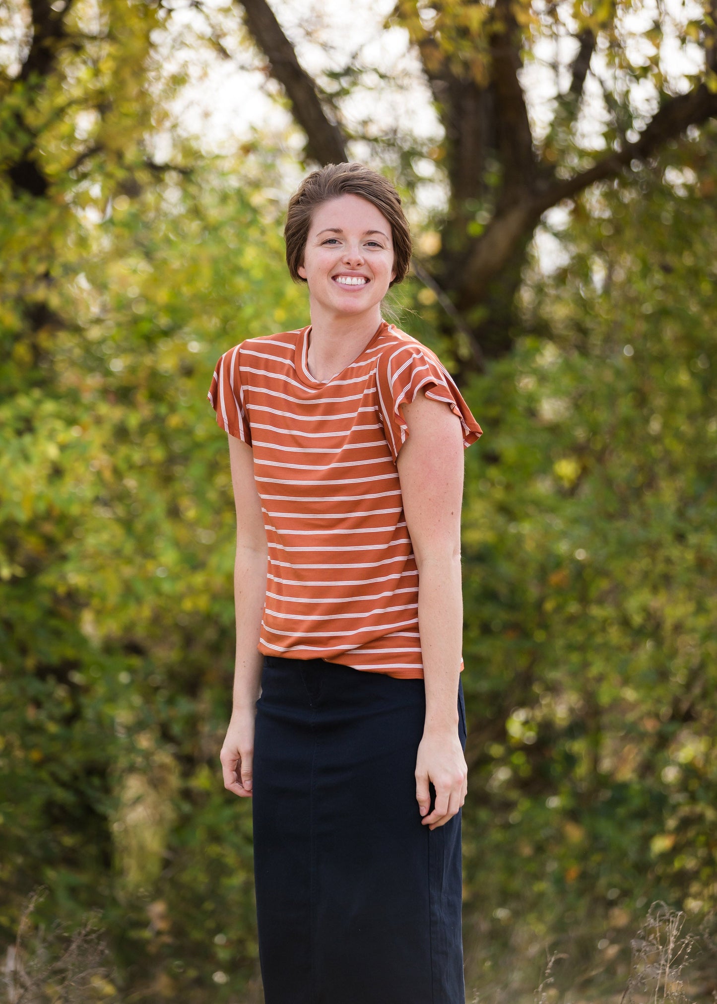 Striped Ruffle Sleeve Tee - FINAL SALE Tops