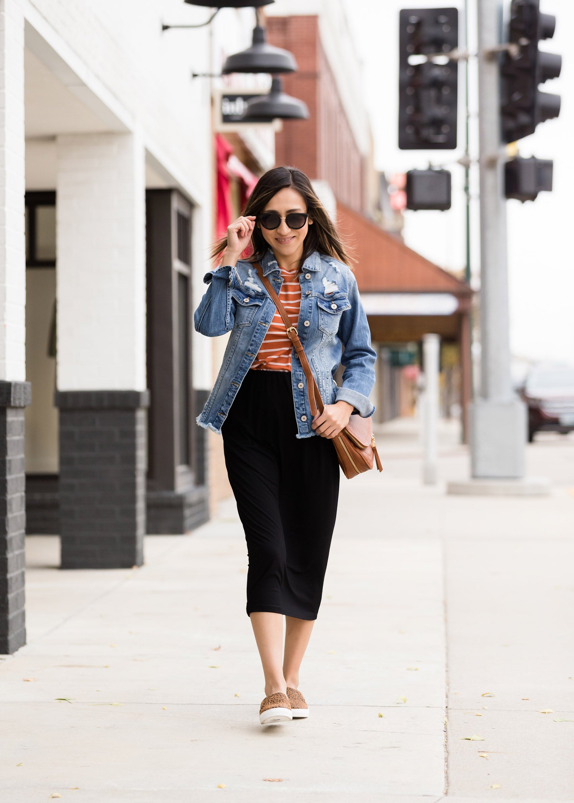 Striped Ruffle Sleeve Tee - FINAL SALE Tops