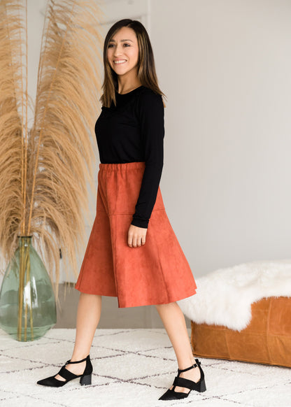 Suede A-Line Midi Skirt - FINAL SALE Skirts