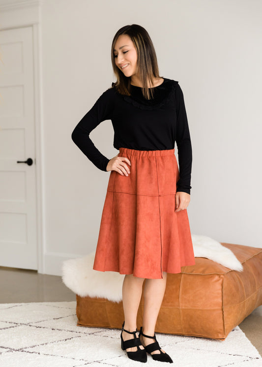 Suede A-Line Midi Skirt - FINAL SALE Skirts