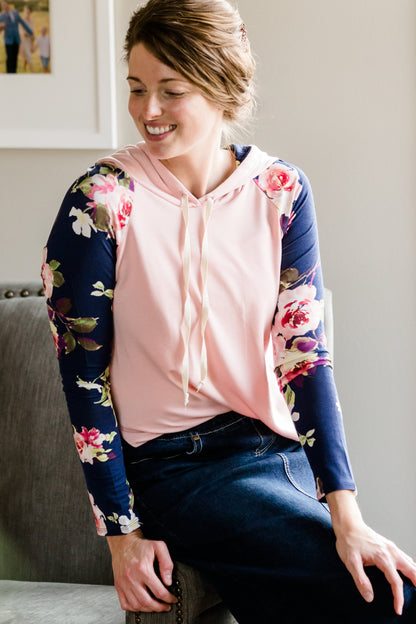 Sweet Floral Drawstring Hoodie - FINAL SALE Tops