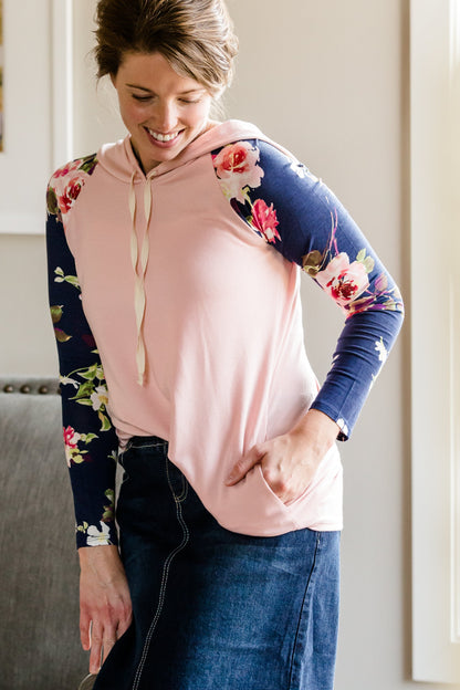 Sweet Floral Drawstring Hoodie - FINAL SALE Tops