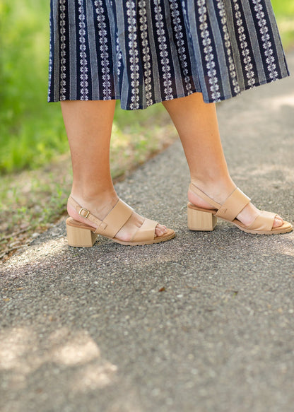 Tan Wooden Block Slingback Sandal - FINAL SALE Accessories