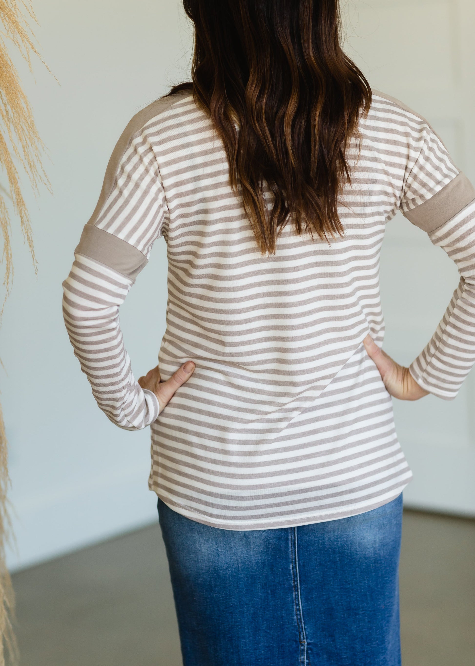 Taupe French Terry Long Sleeve Top - FINAL SALE Tops