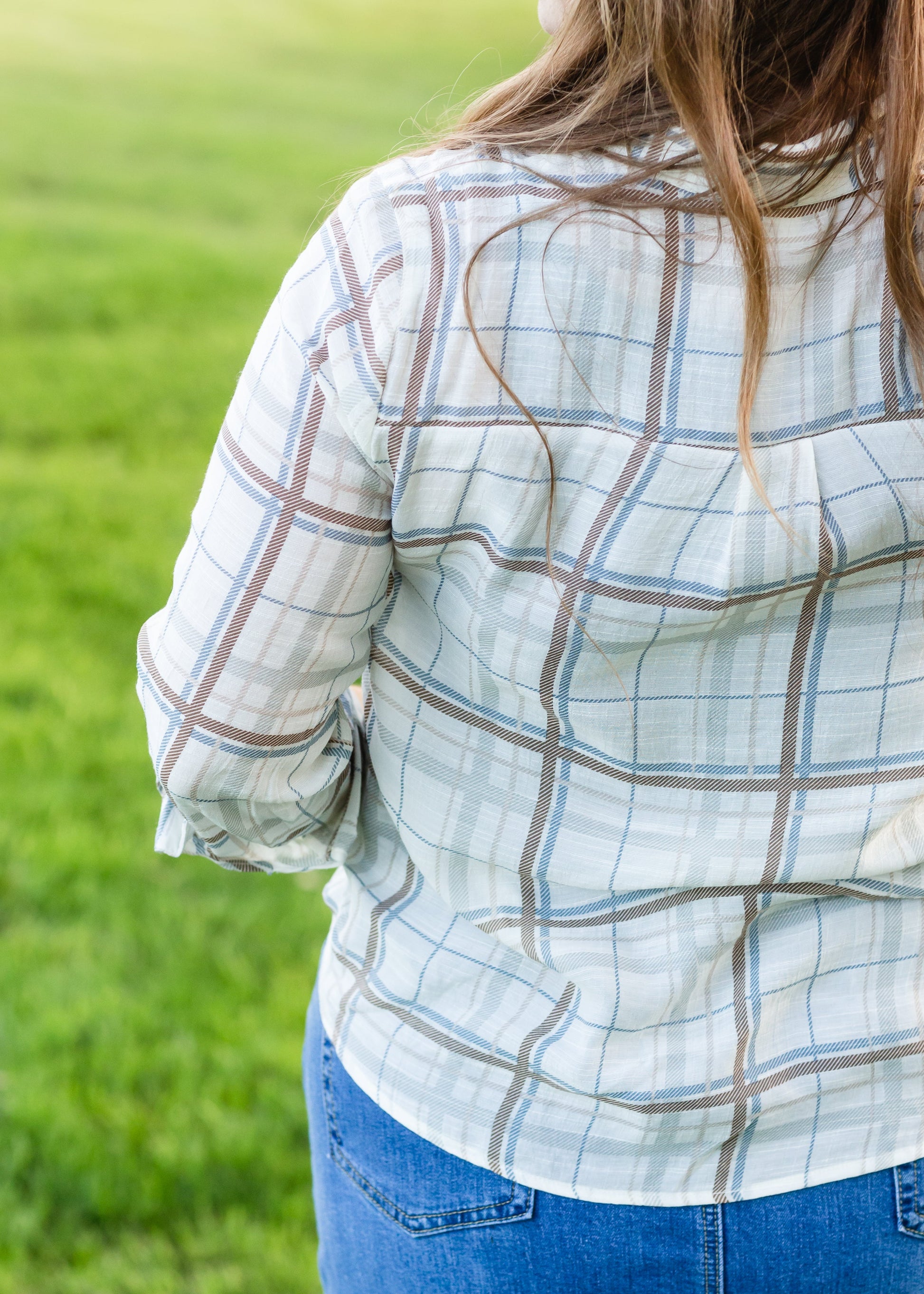 Taupe Plaid Front Knot Top - FINAL SALE Tops