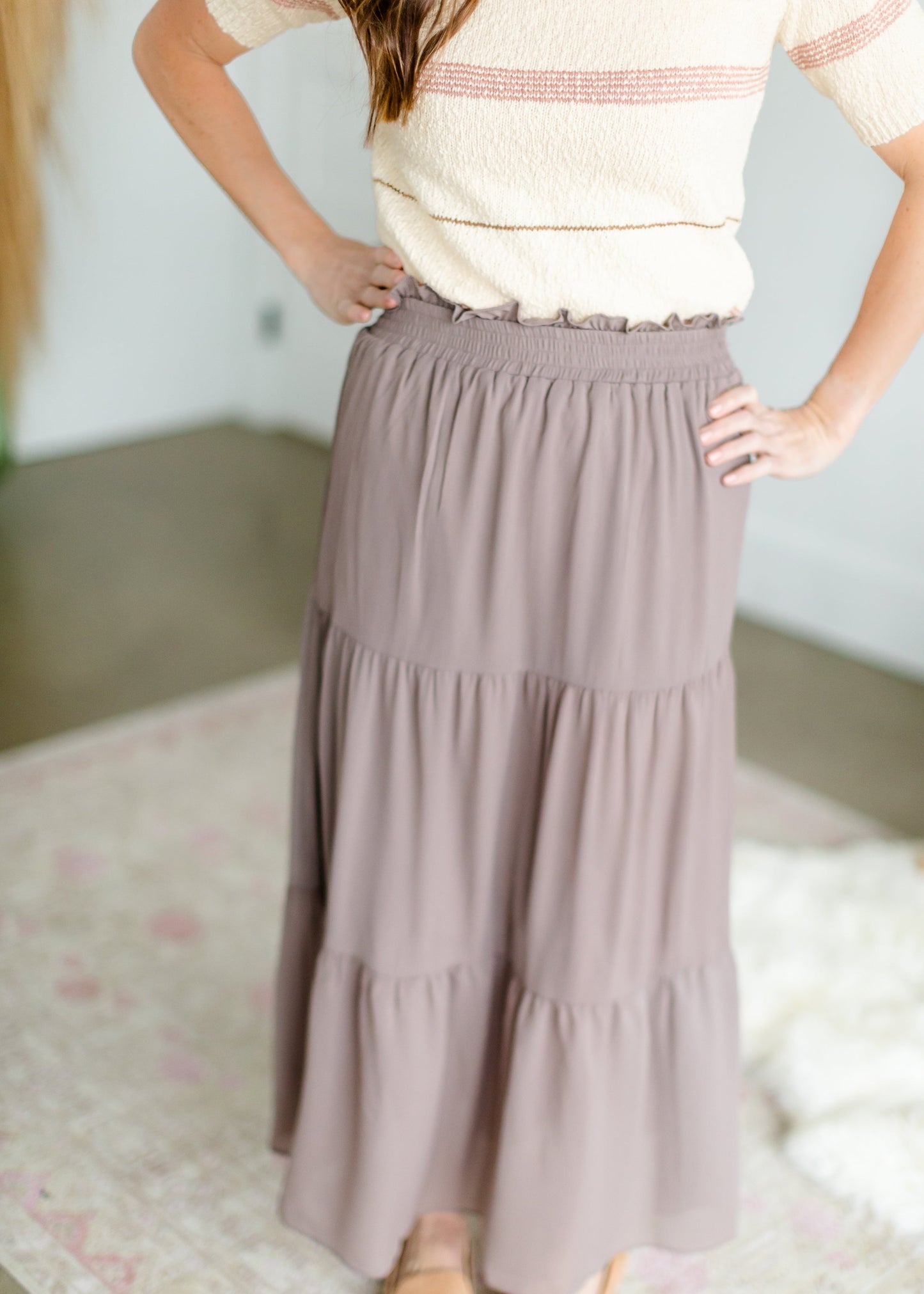 Taupe Tiered Maxi Skirt - FINAL SALE Skirts