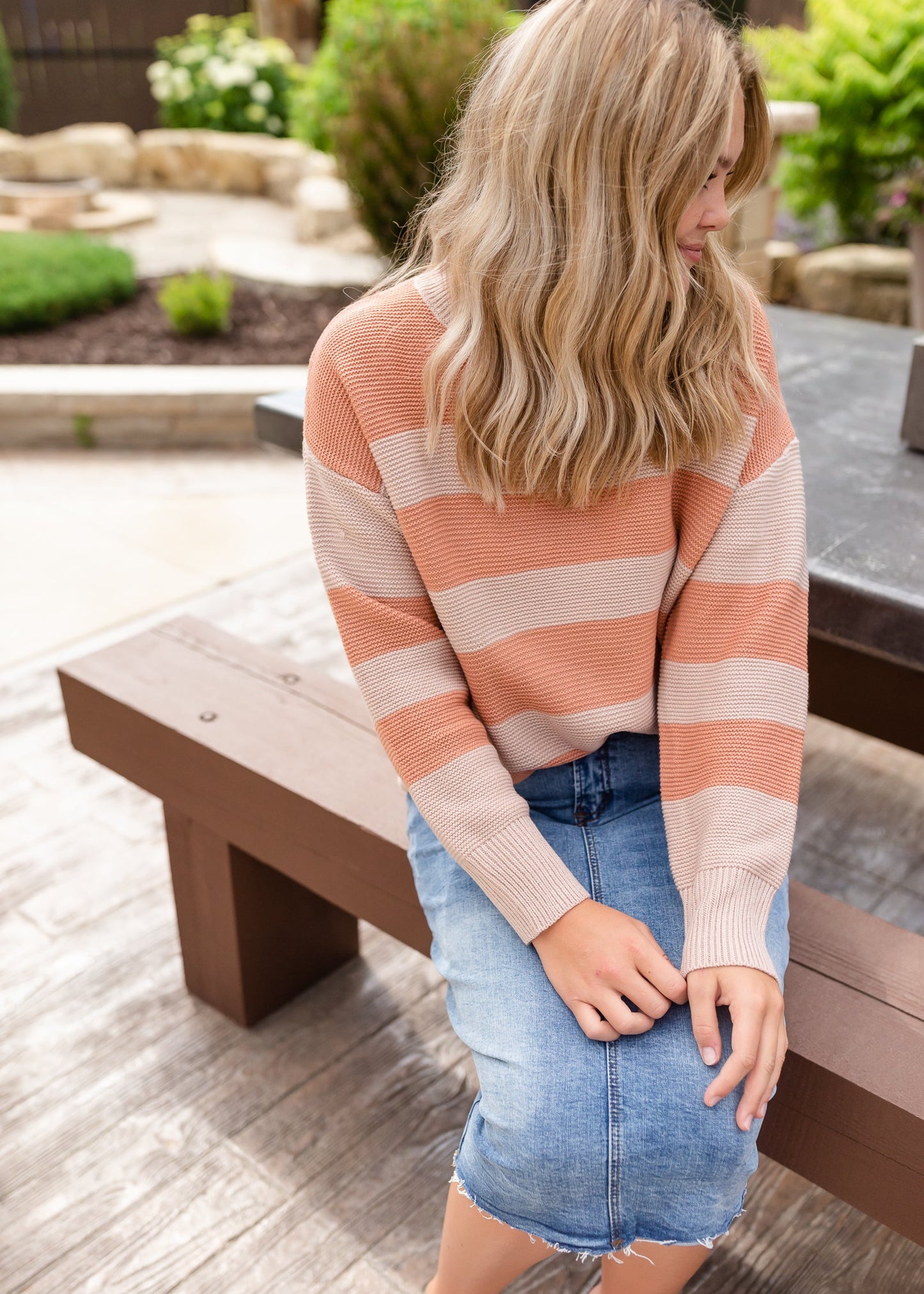 Taupe Two Tone Knit Sweater Top - FINAL SALE Tops