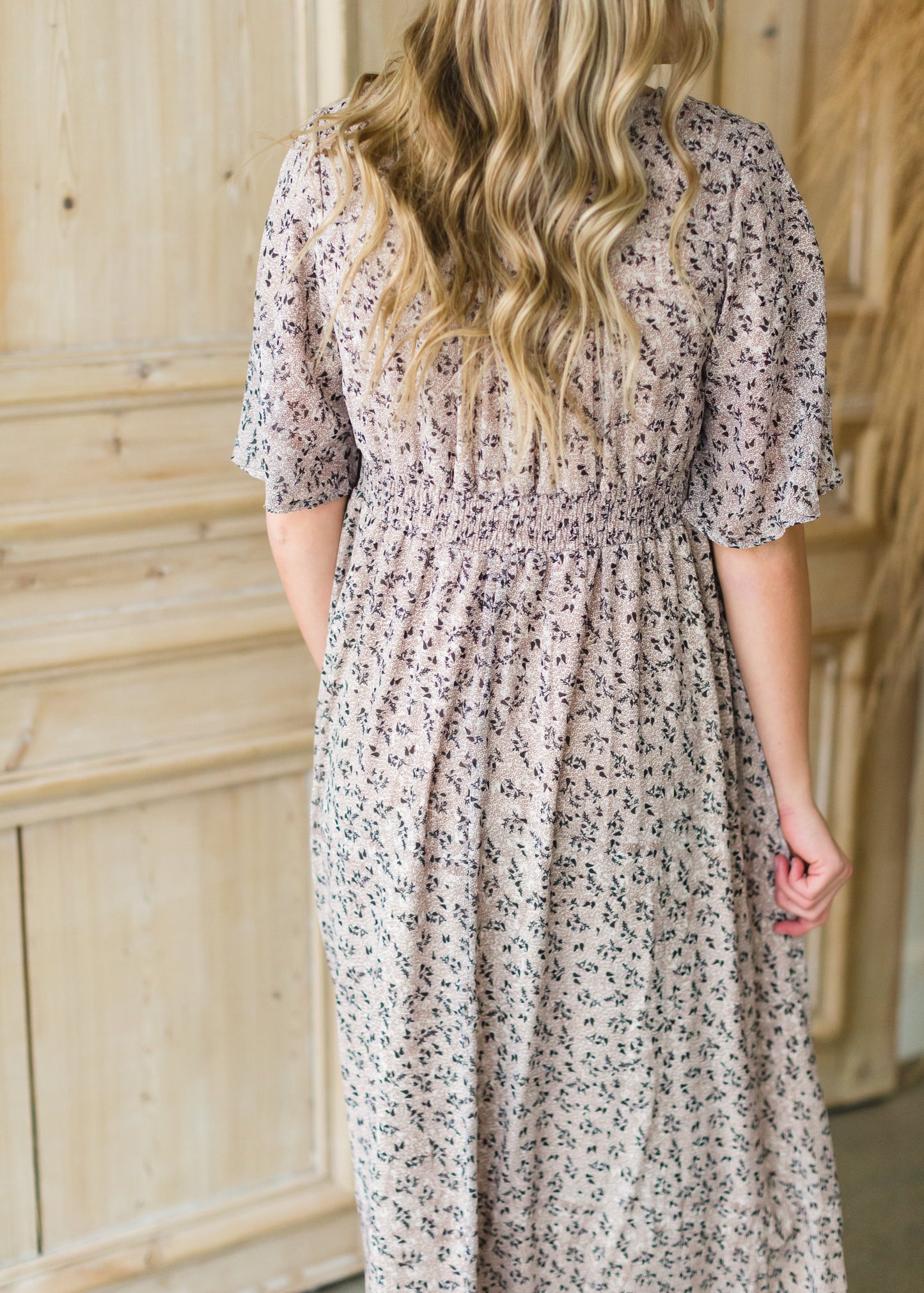 Taupe V-Neck Floral Maxi Dress - FINAL SALE Dresses