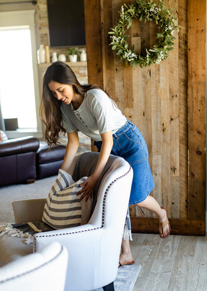 Teal Pinstripe Button Up Tee - FINAL SALE Tops