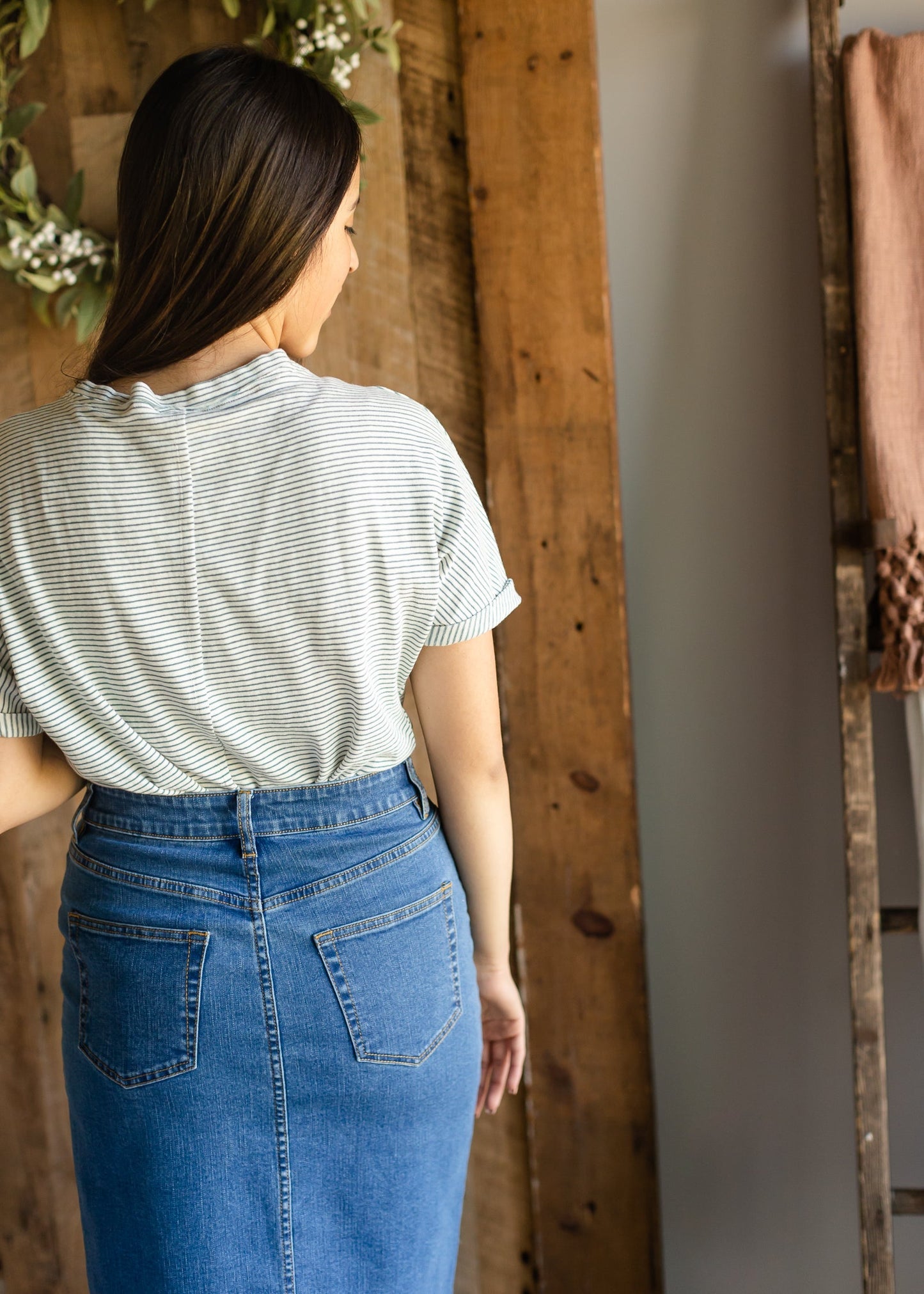 Teal Pinstripe Button Up Tee - FINAL SALE Tops