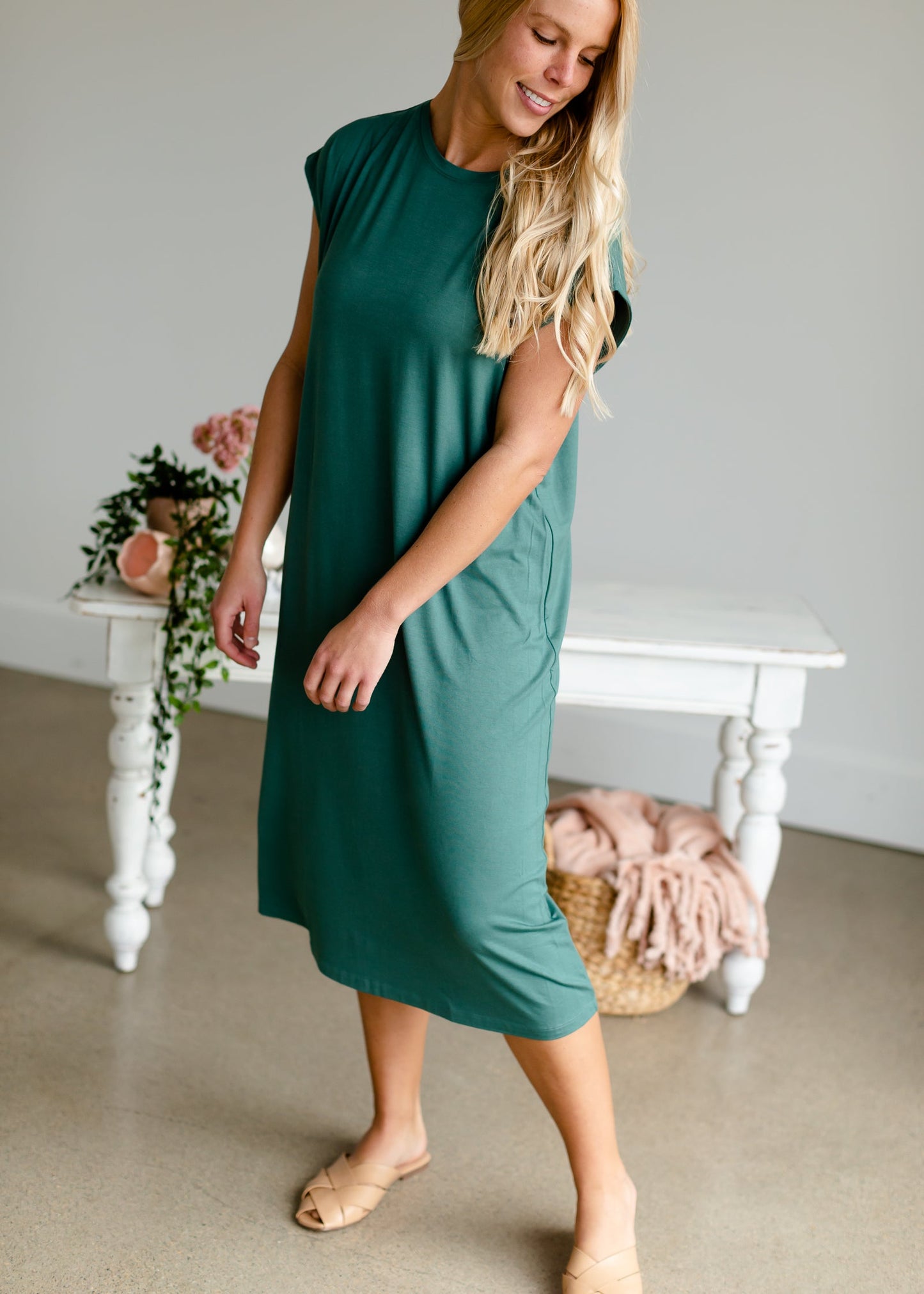 Teal T-Shirt Midi Dress Dresses