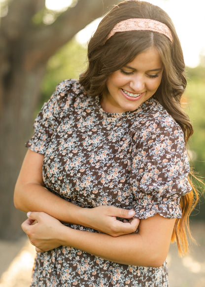 Textured Floral Print Ruffle Dress FF Dresses