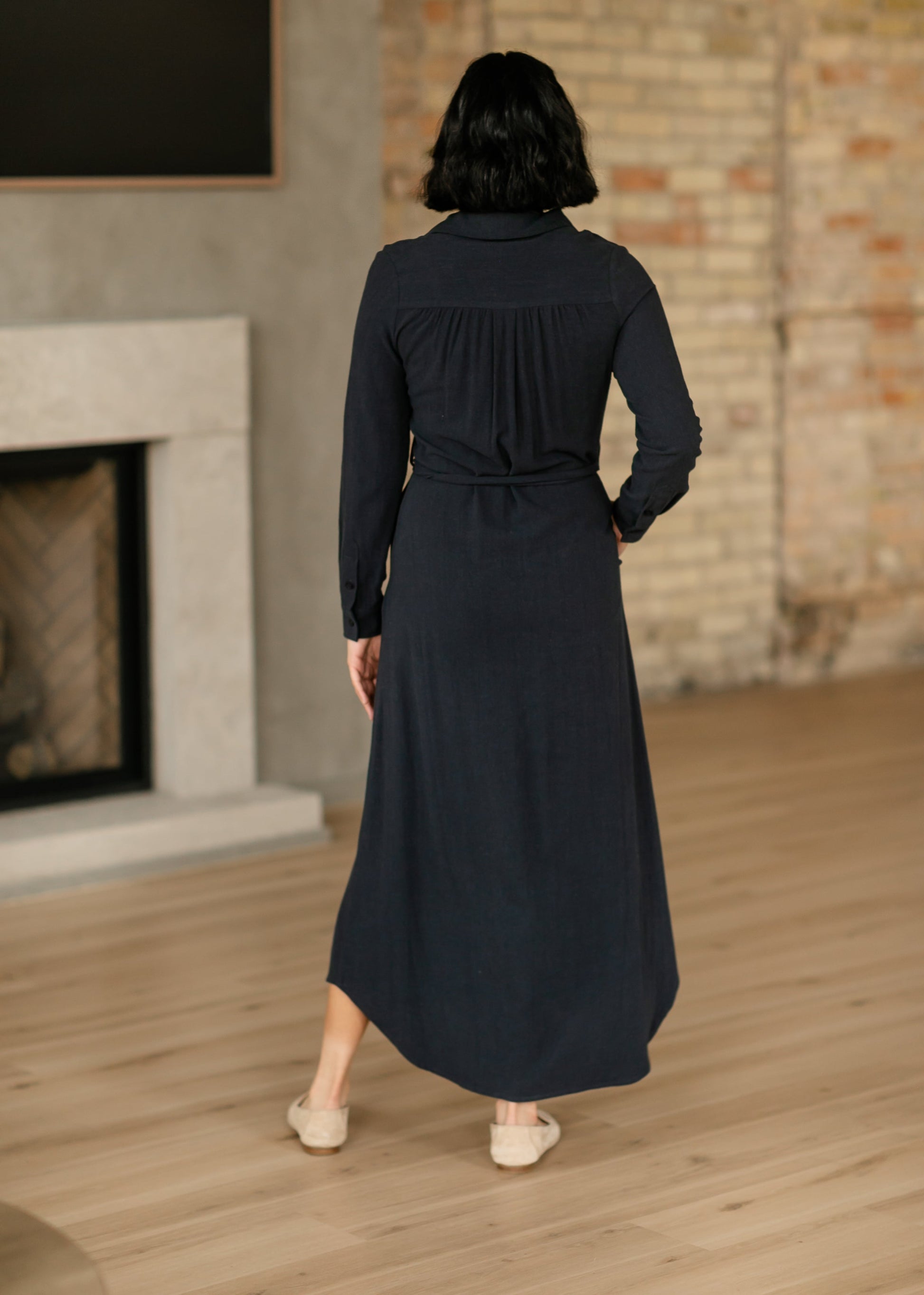 The Essential Long Sleeve Linen Shirt Dress IC Dresses