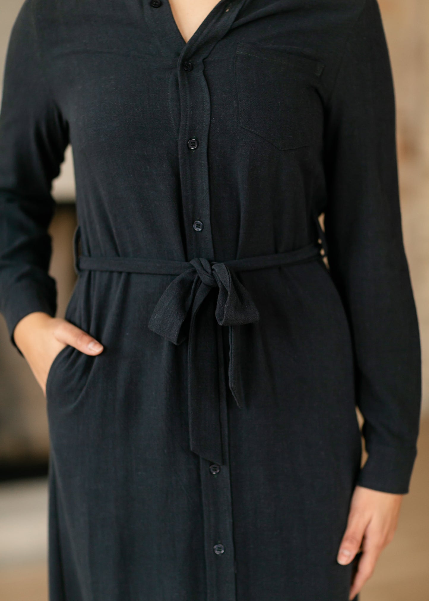 The Essential Long Sleeve Linen Shirt Dress IC Dresses