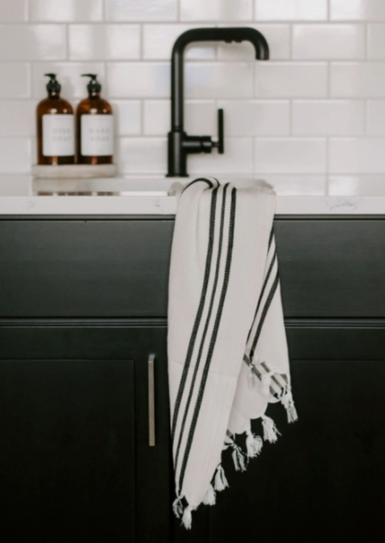 Three Stripe Turkish + Bamboo Hand Towel-FINAL SALE FF Home + Lifestyle