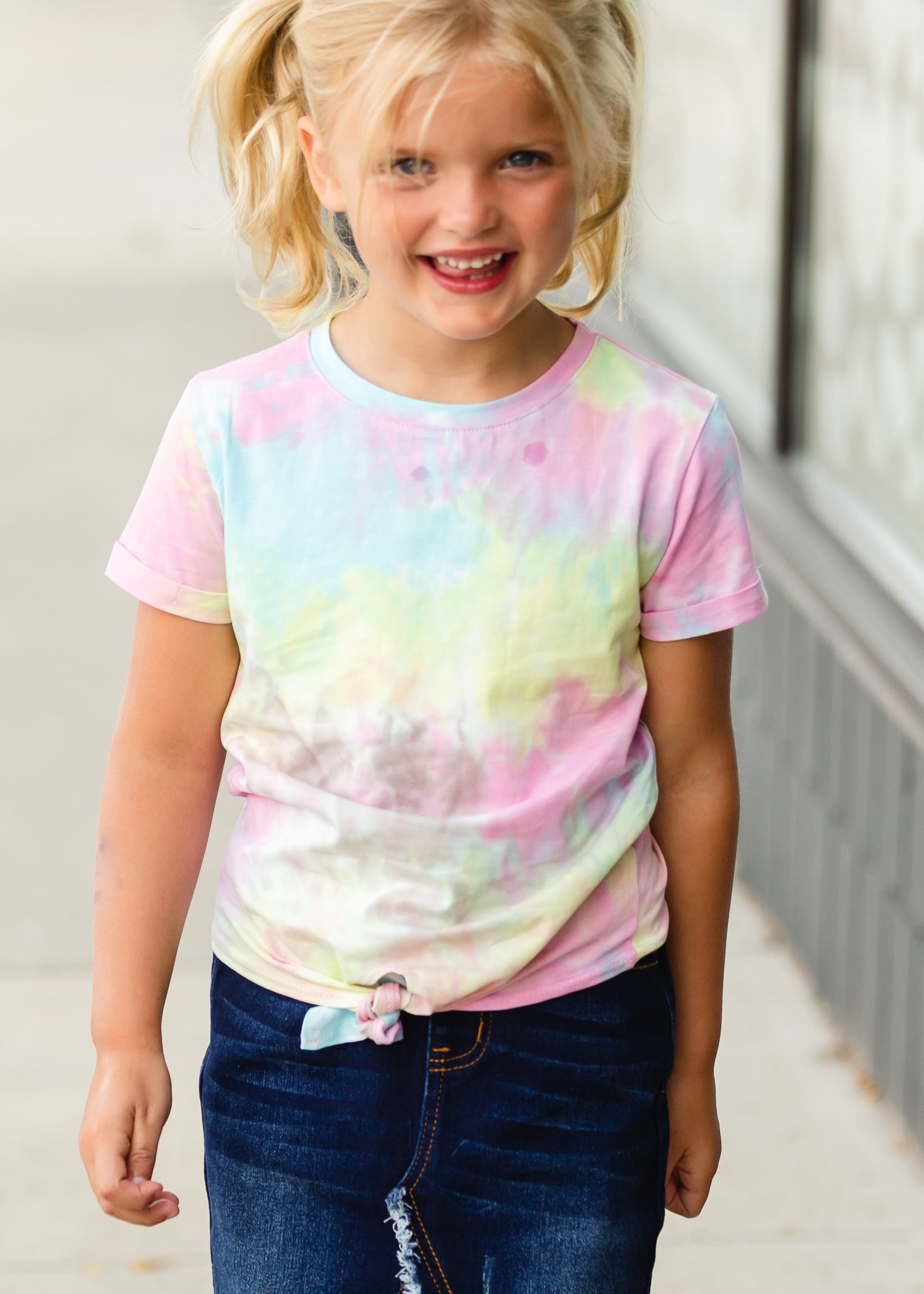 Tie Dye Tie Front Tee - FINAL SALE Girls