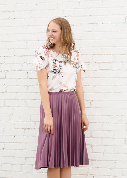 Tie Sleeve Foral Blouse Tops