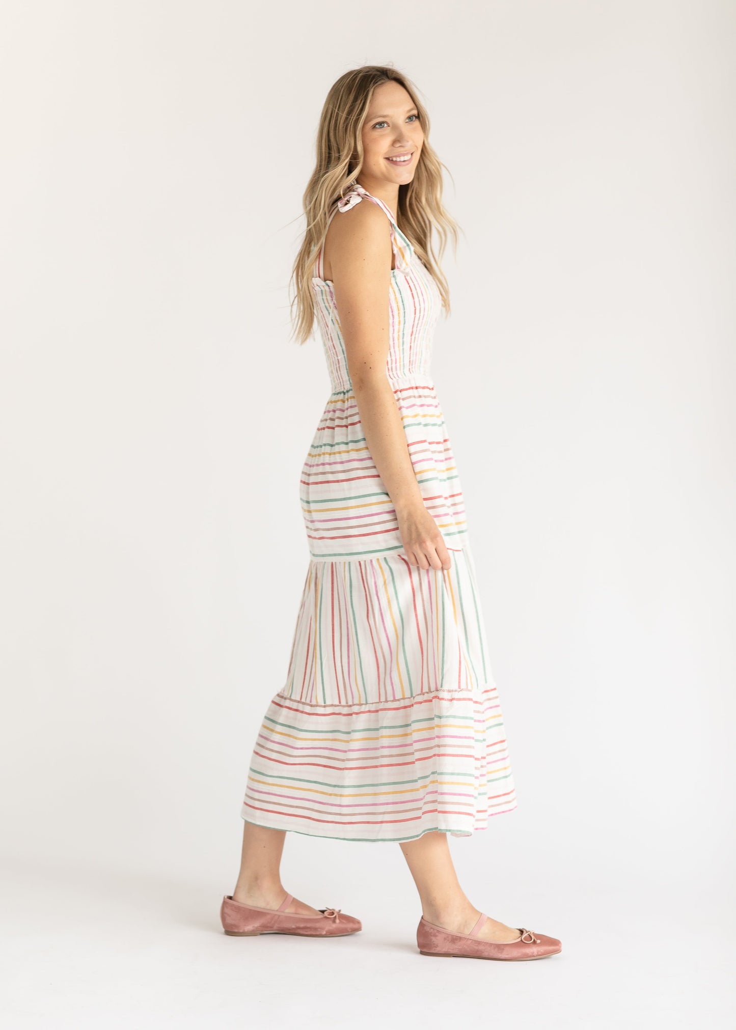 Tie Strap Sleeveless Smocked Maxi Dress FF Dresses