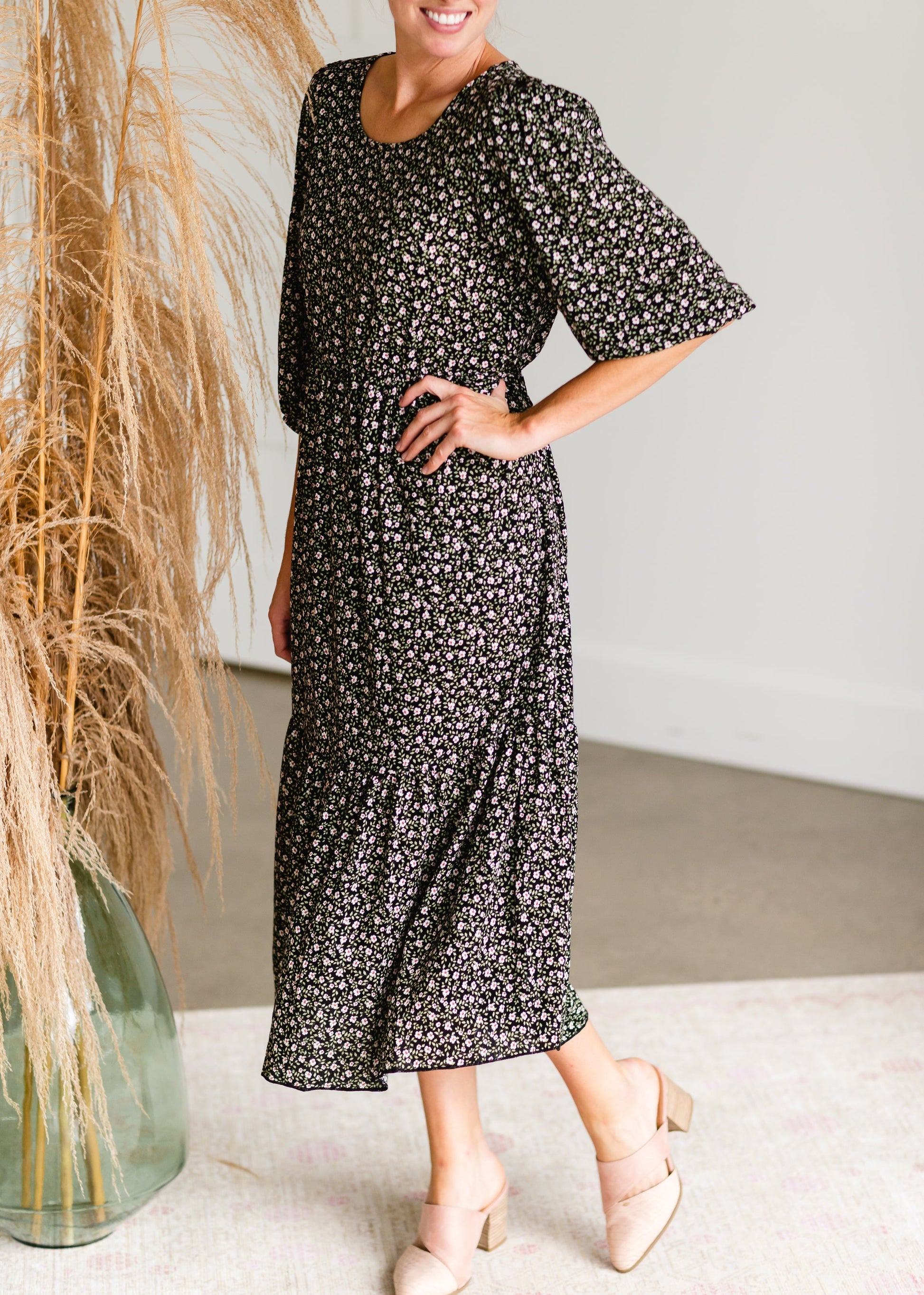 Tiered Black Floral Print Maxi Dress - FINAL SALE Dresses