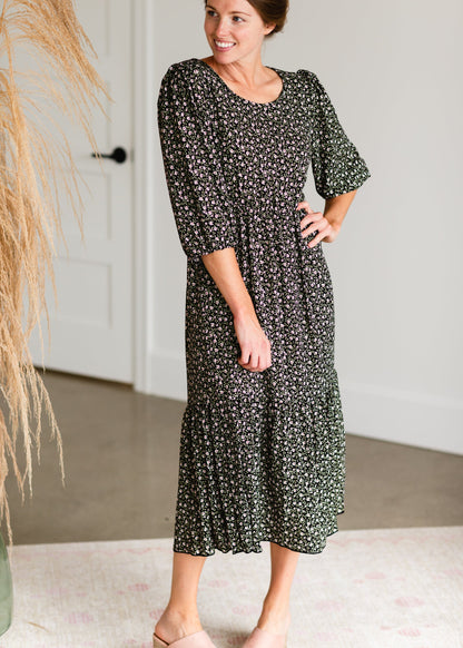 Tiered Black Floral Print Maxi Dress - FINAL SALE Dresses