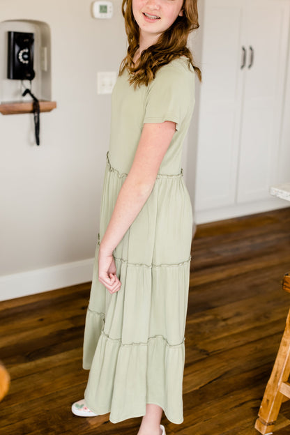 Tiered Sage Ruffle Midi Dress - FINAL SALE Dresses