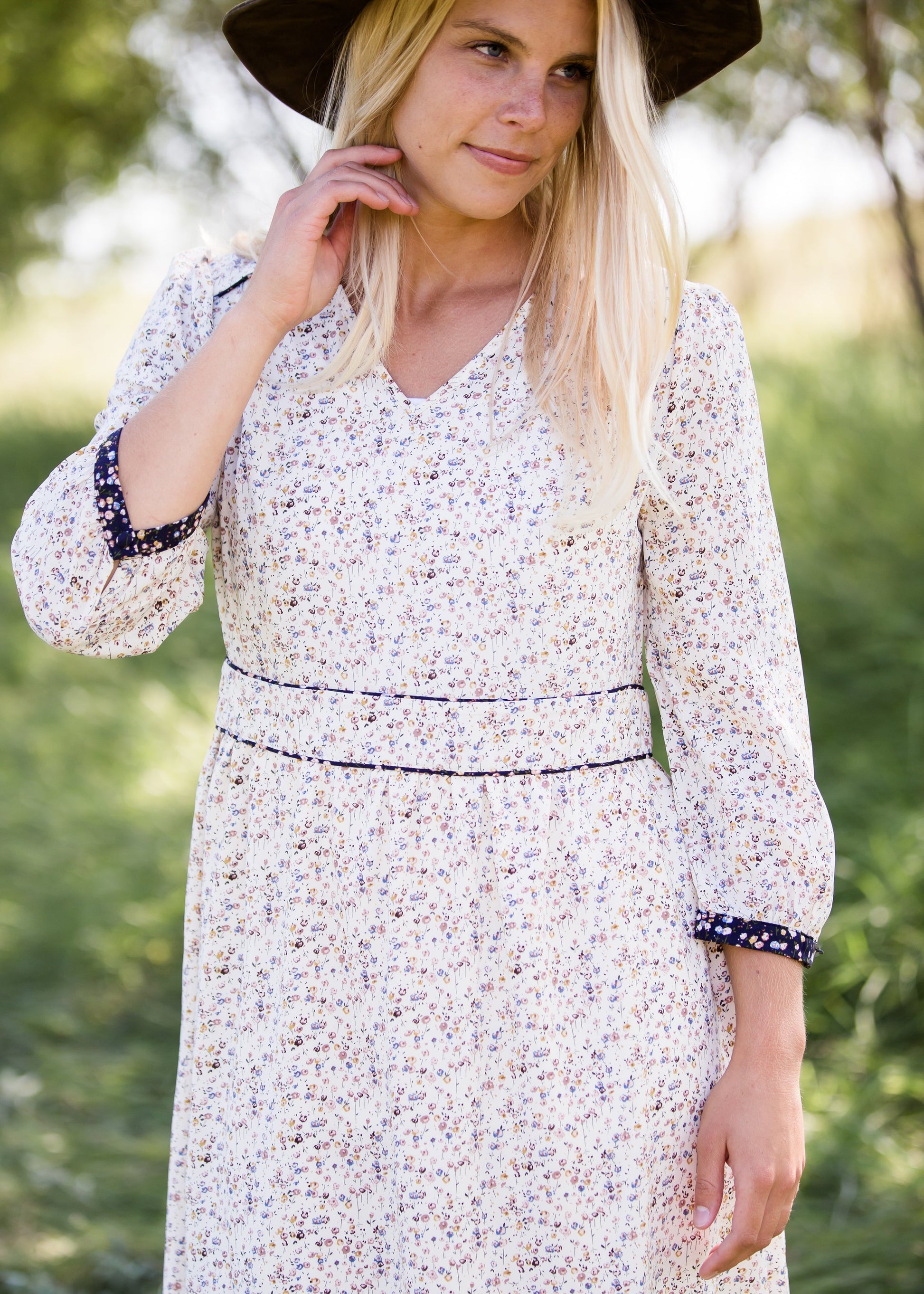 Tiny Floral Detail Midi Dress - FINAL SALE Dresses