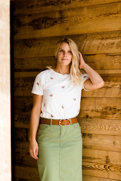 Tiny Floral Embroidered Top Tops