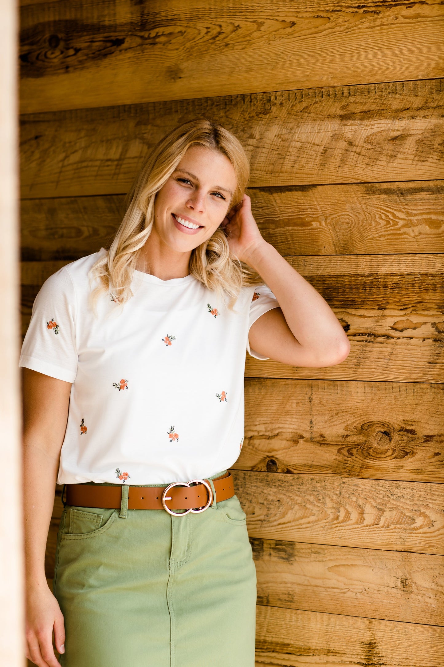 Tiny Floral Embroidered Top Tops