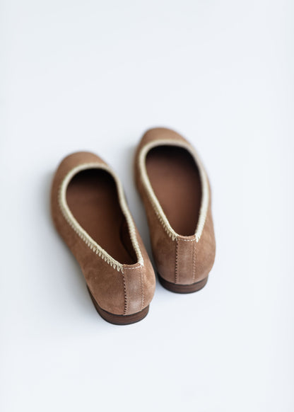 TOMS® Briella Brown Deco Stitch Suede Flat Shoes