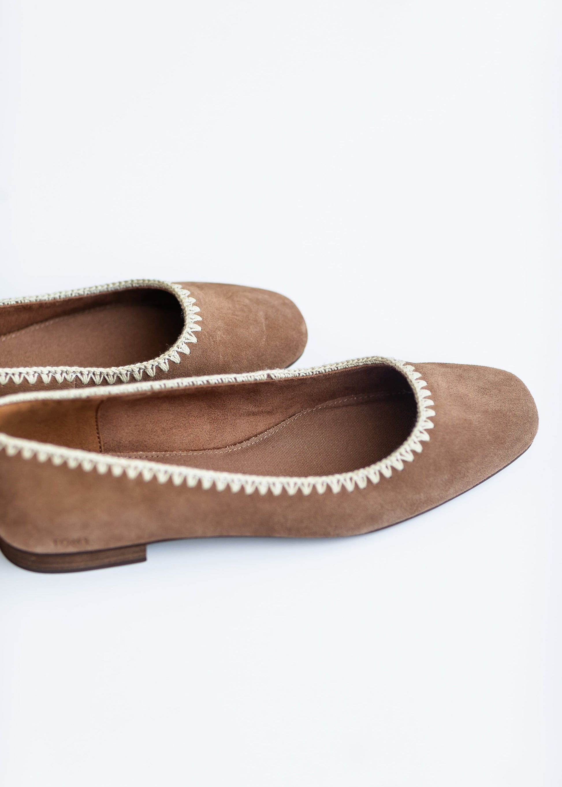 TOMS® Briella Brown Deco Stitch Suede Flat Shoes