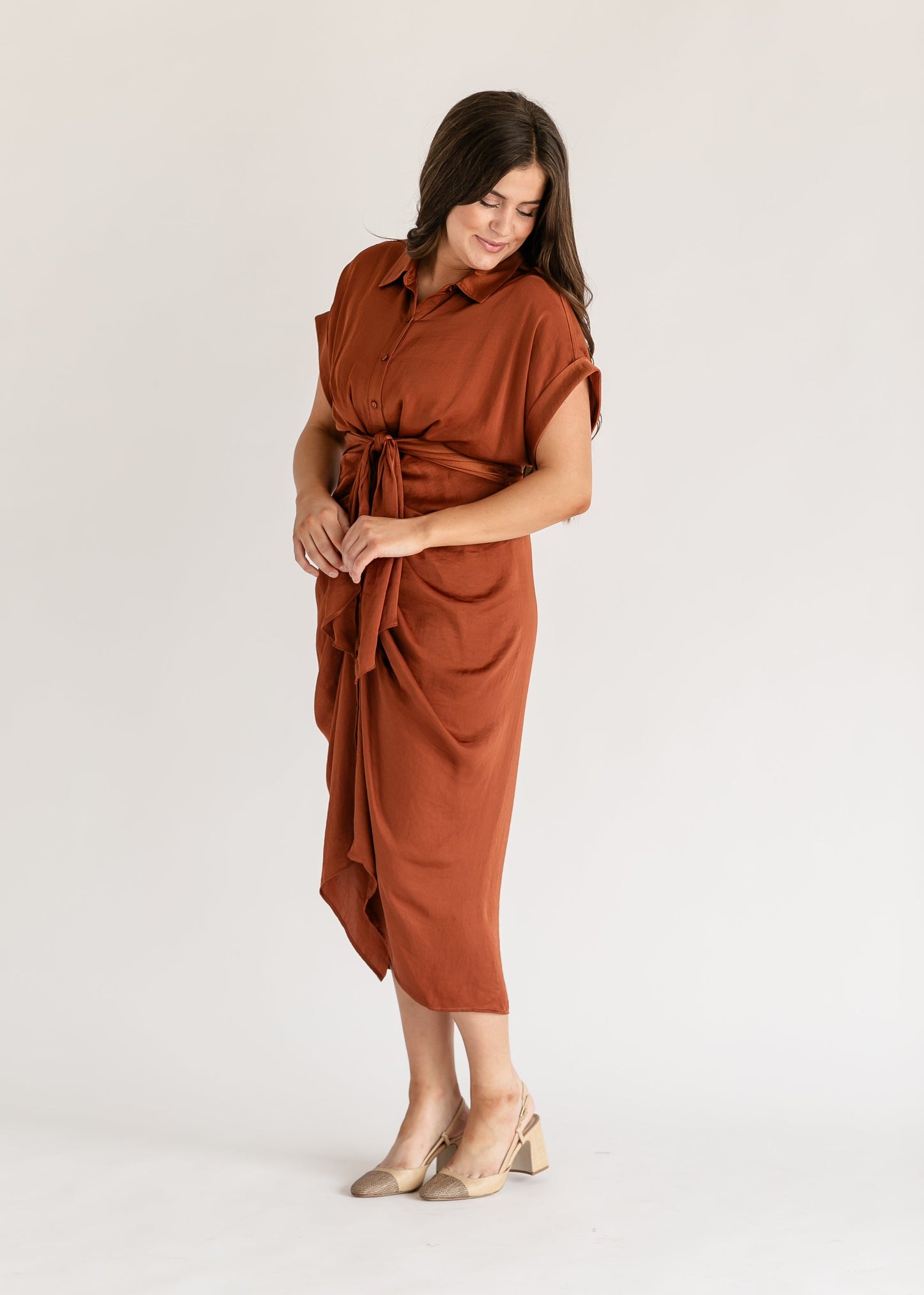 Tori Draped Belted Shirtdress FF Dresses