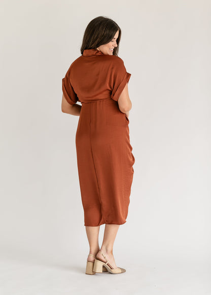 Tori Draped Belted Shirtdress FF Dresses