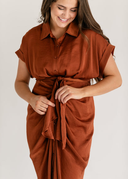 Tori Draped Belted Shirtdress FF Dresses