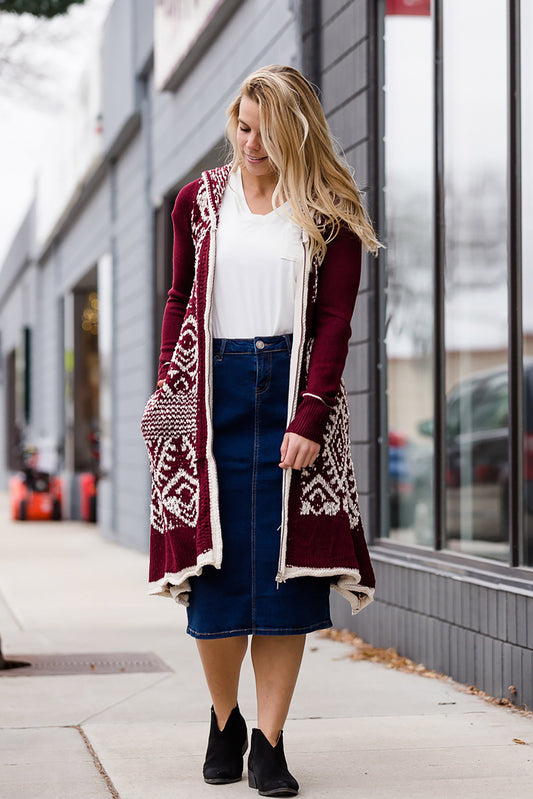 Tribal Zip Up Duster Cardigan - FINAL SALE Layering Essentials