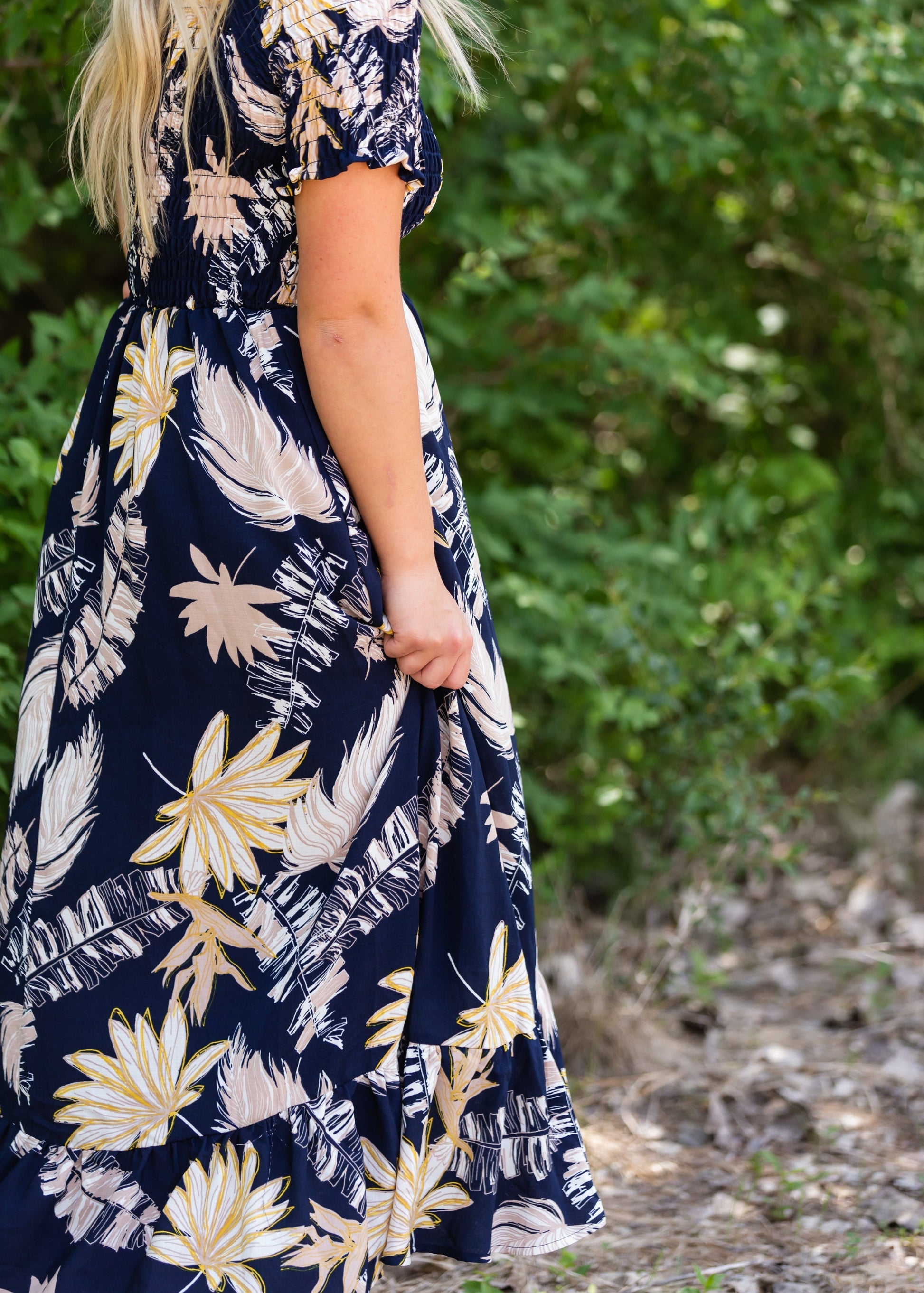 Tropical Hi-Lo Navy Midi Dress - FINAL SALE Dresses