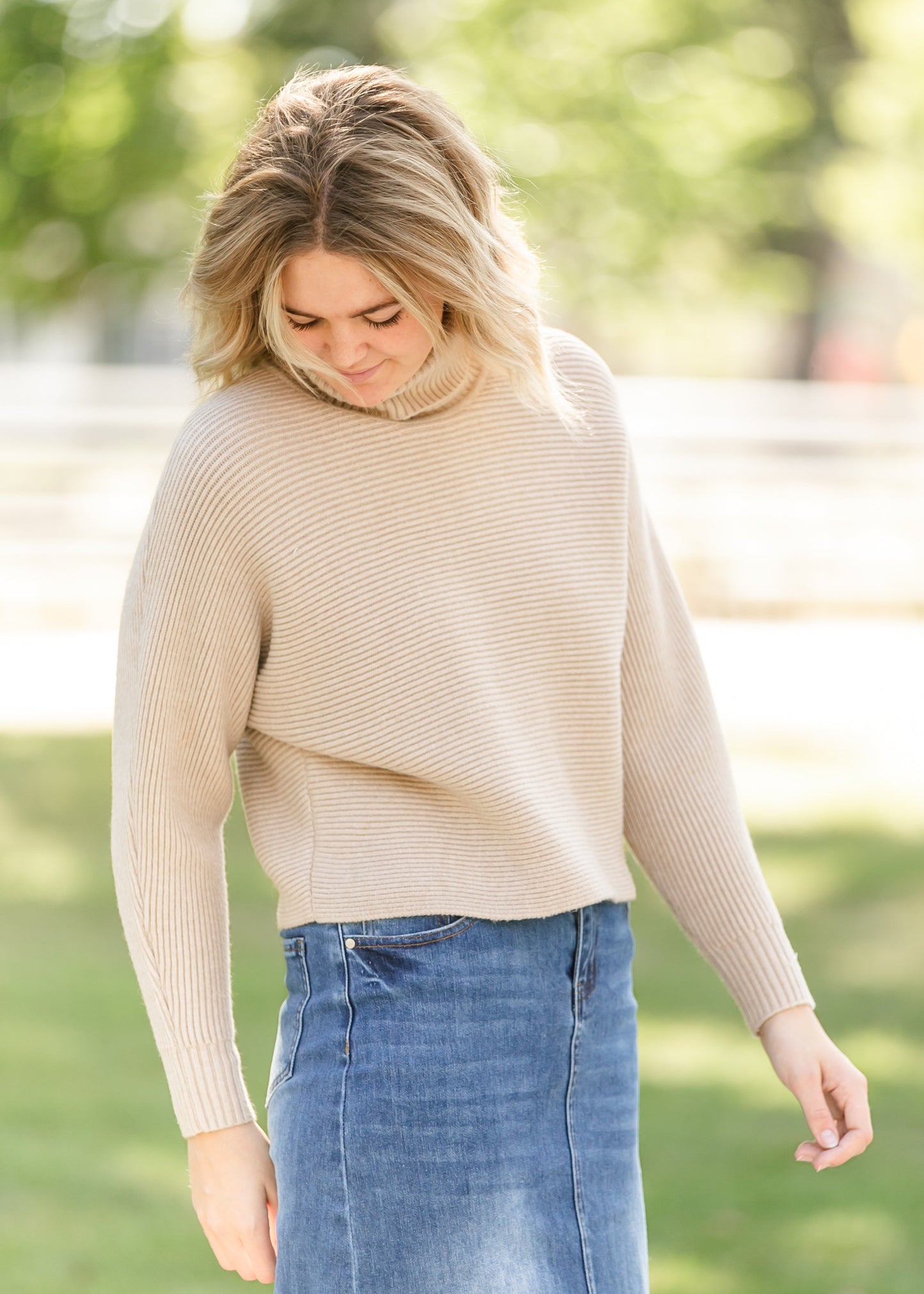 Turtleneck Dolman Sleeve Sweater FF Tops