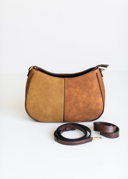 Two-Tone Distressed Crossbody Bag Accessories Brown