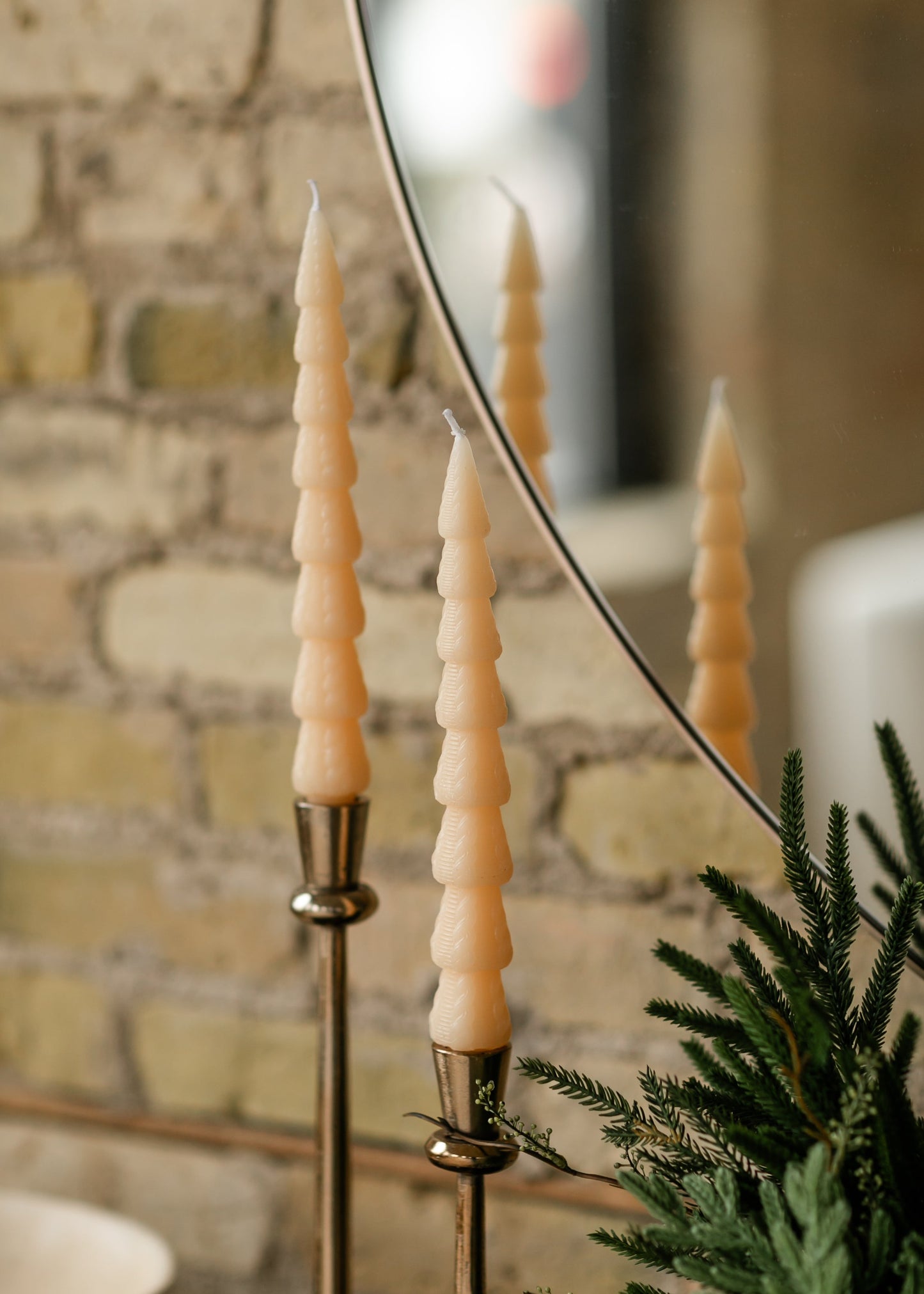 Unscented Tan Tree Shaped Taper Candle Set Gifts